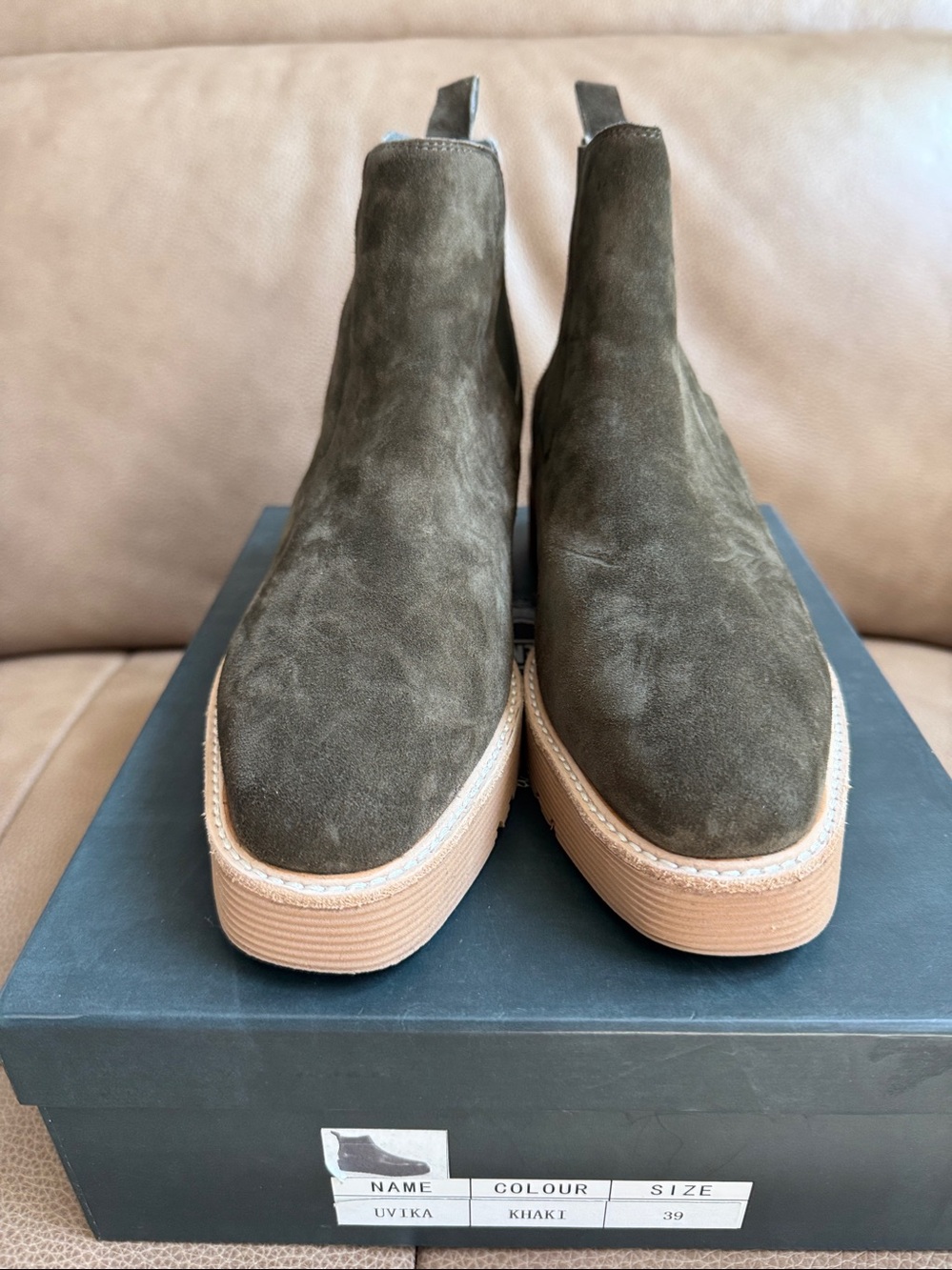 Silent D Chelsea Platform Ankle Boot - Olive Green - Picture 2 of 6